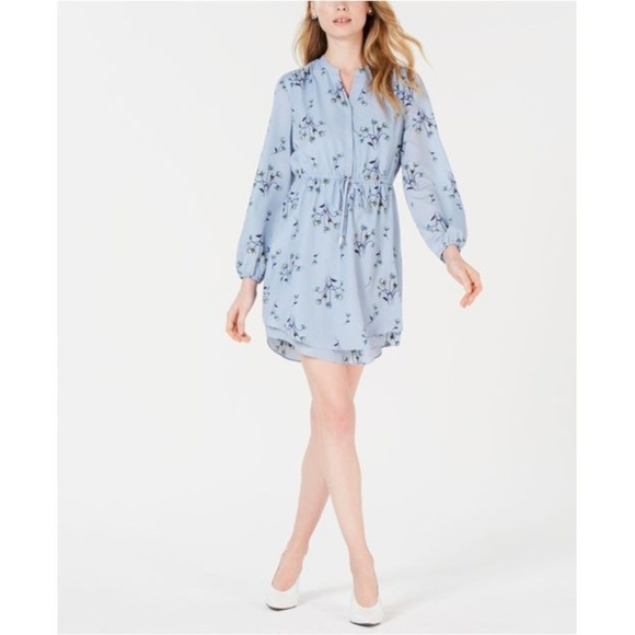 Maison Jules Blue Floral-print Fit & Flare Dress - Picture 1 of 2